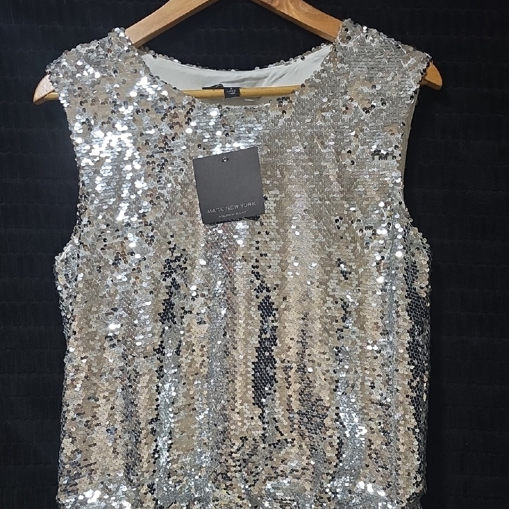 Marc New York Silver Sequin Blouse 007